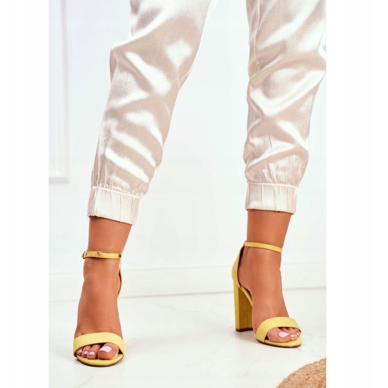 FW1 Sandales À Talons Femme Daim Jaune Anastasie 1