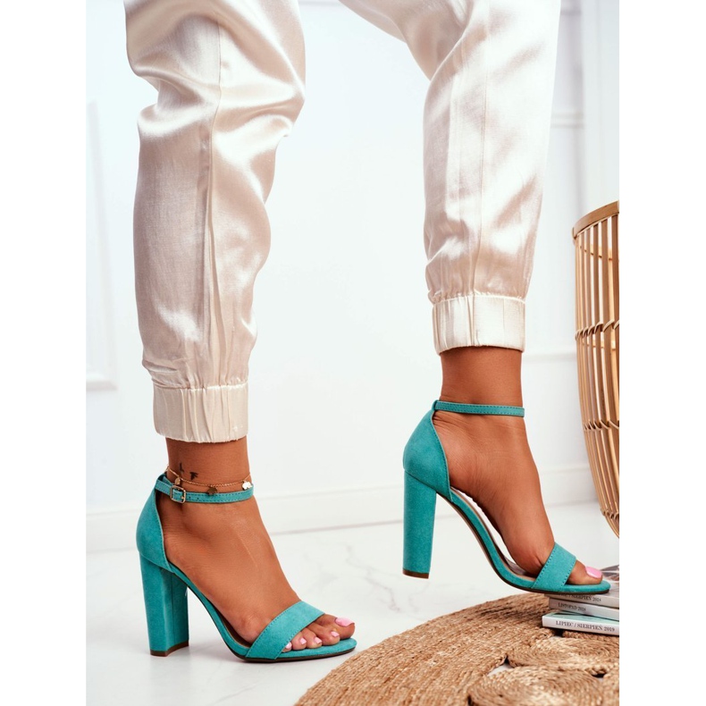 ADY Sandales À Talons Pour Femmes En Daim Vert Anastasie 1