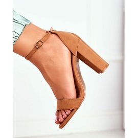 FW1 Sandales à Talon Femme Daim Camel Anastasie brun 3
