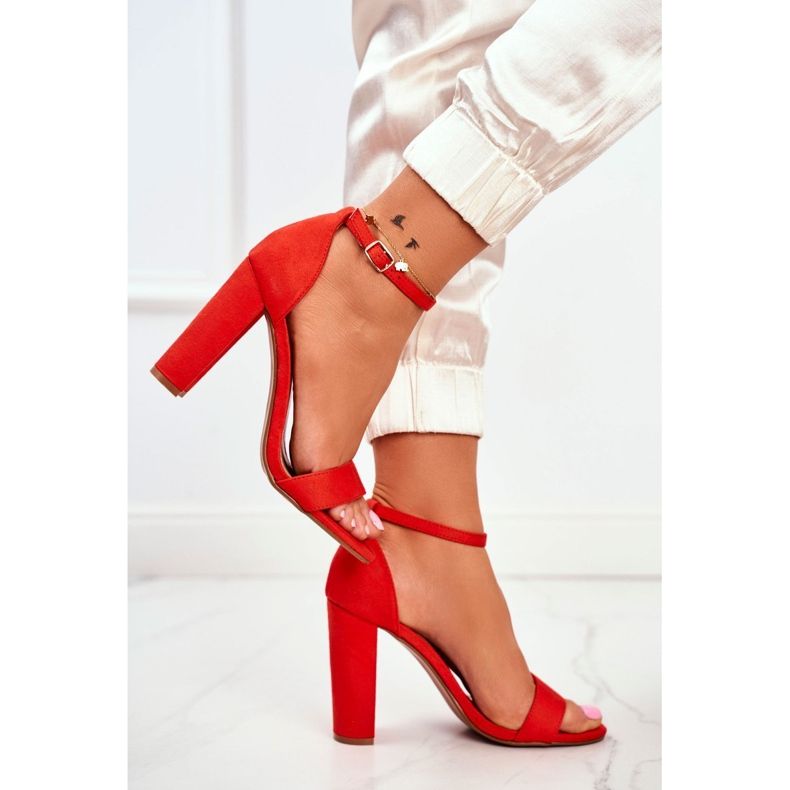 FW1 Sandales à Talon Femme Daim Orange Anastasie 1