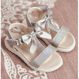 FRROCK Sandales Enfant Avec Velcro Pour Fille Argent Bella gris 1
