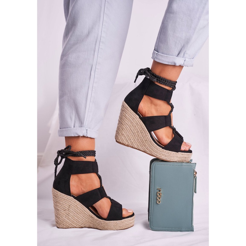 Bellucci Sandales Femme Espadrilles Compensées Noir Beautiful One 2