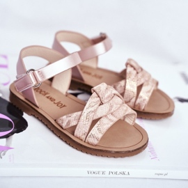 FRROCK Sandales Enfant Avec Velcro Fille Rose Lilo 1