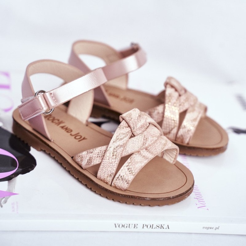 FRROCK Sandales Enfant Avec Velcro Fille Rose Lilo 1