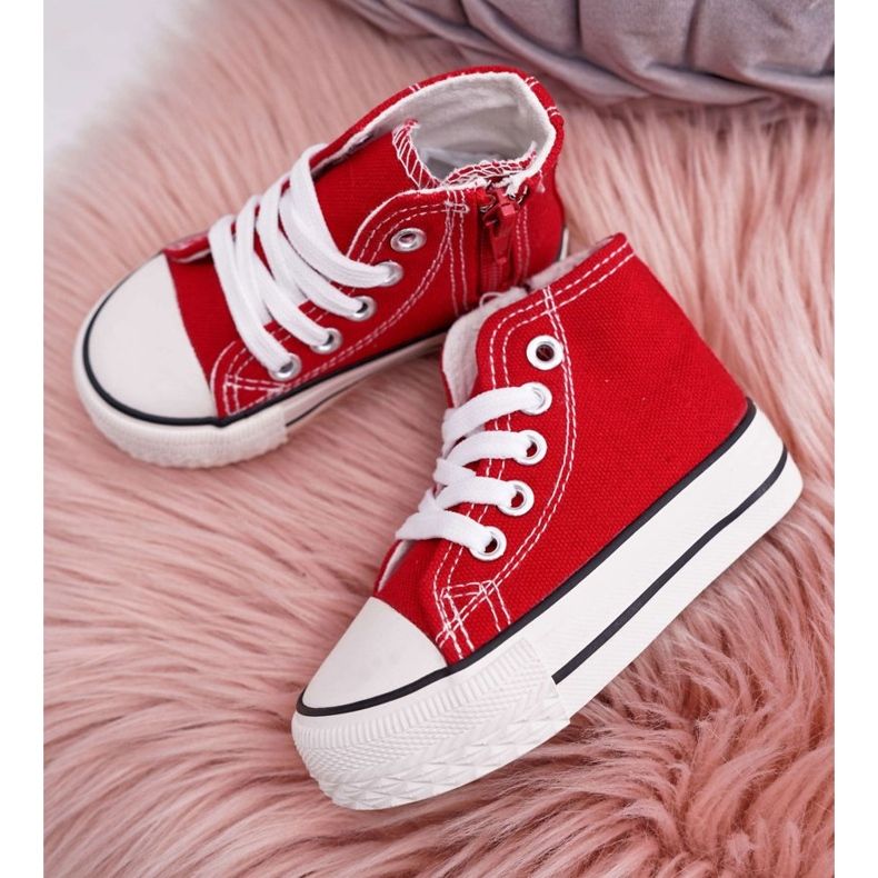 FRROCK Baskets montantes classiques pour enfants avec fermeture à glissière Filemon rouge 1