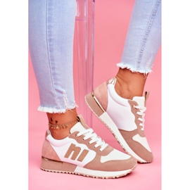 BUGO Chaussures de Sport Femme Blanc et Beige Funky brun rose 1