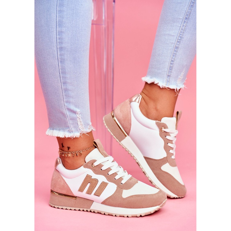 BUGO Chaussures de Sport Femme Blanc et Beige Funky brun rose 1