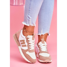 BUGO Chaussures de Sport Femme Blanc et Beige Funky blanche brun rose 2
