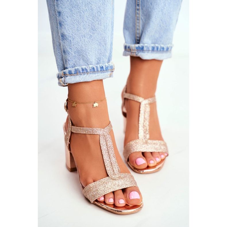 HAN Sandales À Talons Femme Glitter Champagne Perfecto rose jaune 2