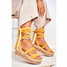 FS1 Sandales Sur La Plateforme Pour Femmes Attachées Jaune La Favorite 1