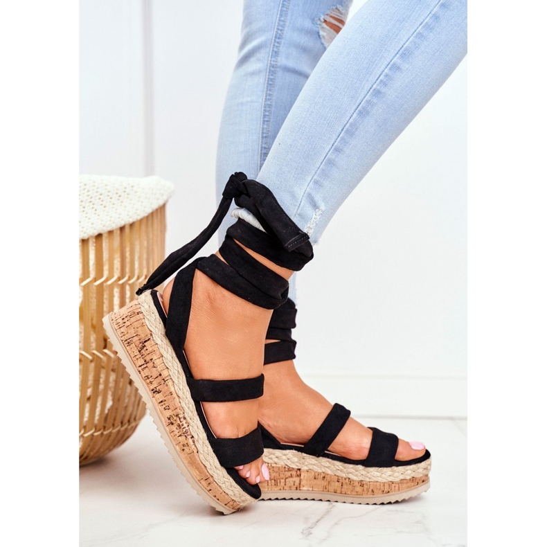 HAN Sandales Pour Femmes Sur La Plateforme Attachées Noir La Favorite le noir 1 HAN Sandales Pour Femmes Sur La Plateforme Attachées Noir La Favorite le noir 1