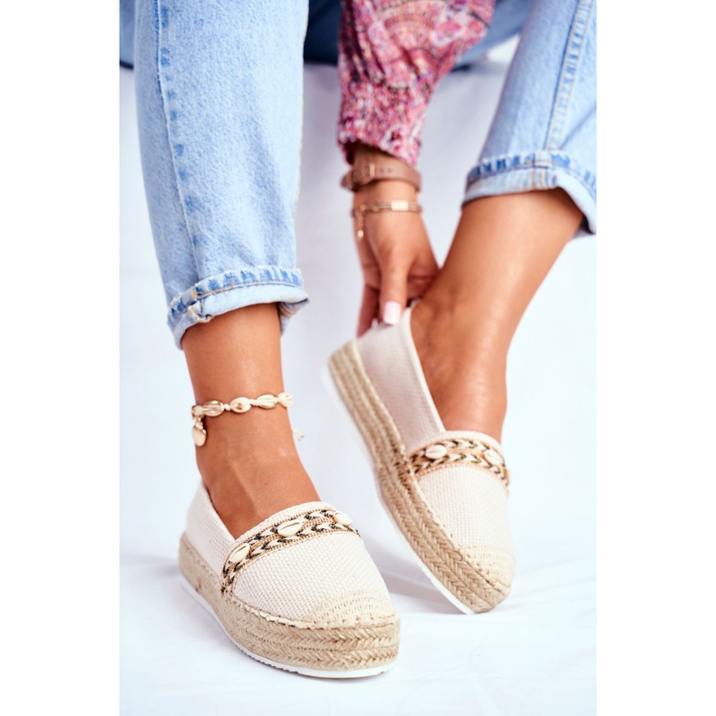 HAN Espadrilles Femme Sur Une Plateforme En Lin Beige Mindi 1