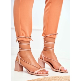 HAN Sandales À Talons Pour Femmes Nouées Beige Matin 2 HAN Sandales À Talons Pour Femmes Nouées Beige Matin 2