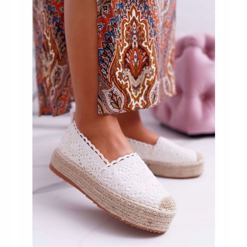ADY Espadrilles Femme Dentelle Blanche Desante Plateforme 1