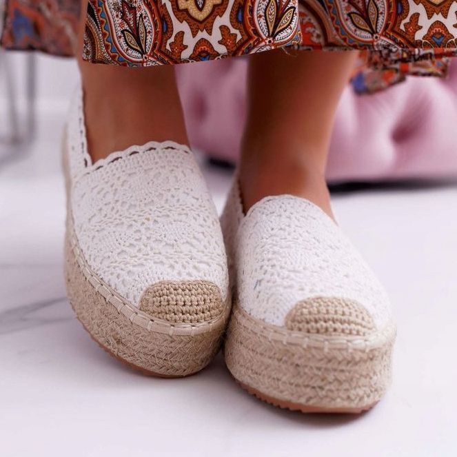 ADY Espadrilles Femme Dentelle Blanche Desante Plateforme 2