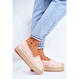 ADY Espadrilles Femme Dentelle Rose Desante Plateforme 2