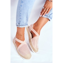 ADY Espadrilles pour femme à motif pailleté rose découpé 2