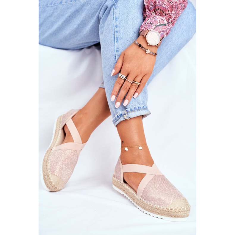 ADY Espadrilles pour femme à motif pailleté rose découpé 1