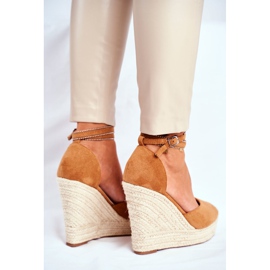 FB2 Sandales Compensées Femme Lin Camel Canterola brun 6