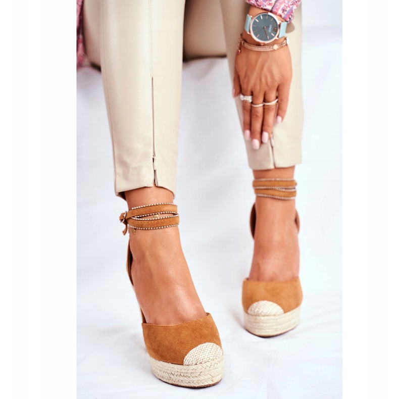 FB2 Sandales Compensées Femme Lin Camel Canterola brun 1