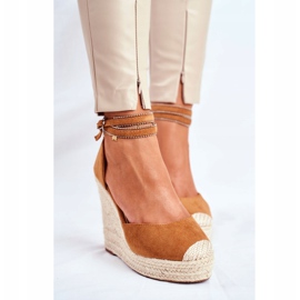 FB2 Sandales Compensées Femme Lin Camel Canterola brun 3