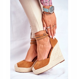 FB2 Sandales Compensées Femme Lin Camel Canterola brun 2