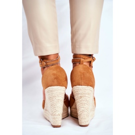 FB2 Sandales Compensées Femme Lin Camel Canterola brun 5