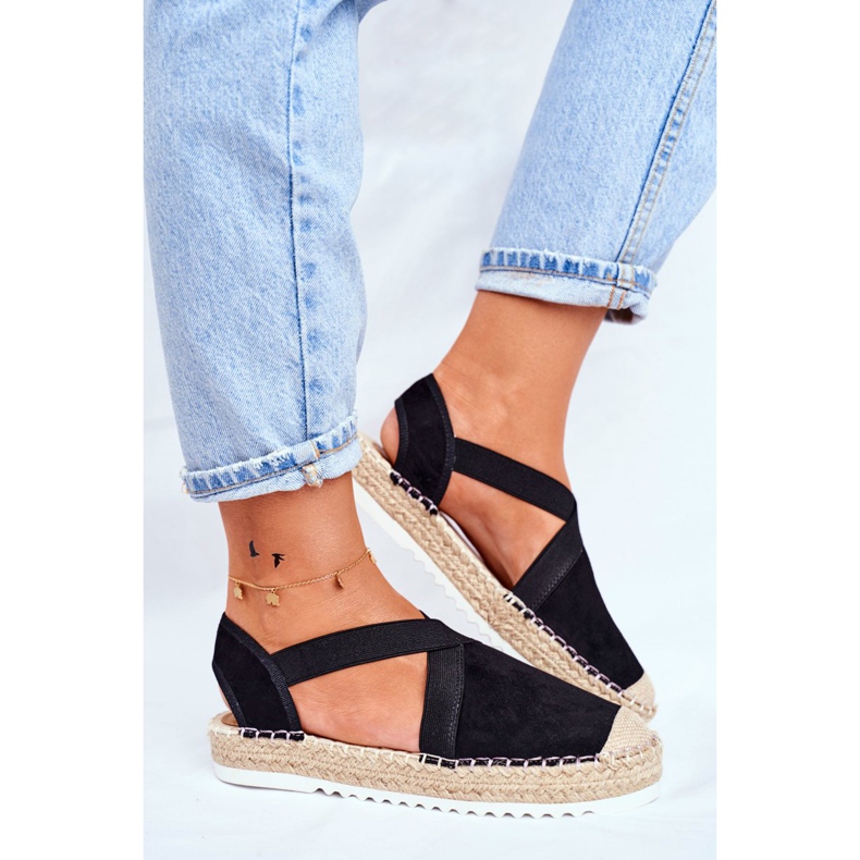 ADY Espadrilles pour femmes à motif noir découpé le noir 2