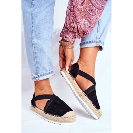 ADY Espadrilles pour femmes à motif noir découpé le noir 4