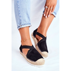 ADY Espadrilles pour femmes à motif noir découpé le noir 1