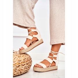 Espadrilles Femme Sur La Plateforme Nouées Beige Fuerta 1