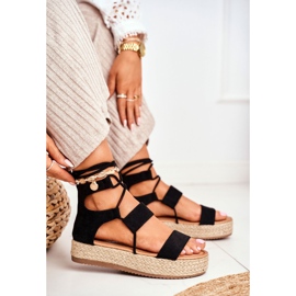 Espadrilles Femme Sur La Plateforme Attachées Noir Fuerta 1