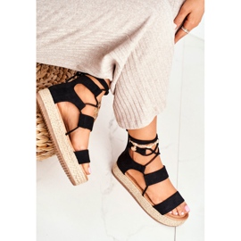 Espadrilles Femme Sur La Plateforme Attachées Noir Fuerta le noir 2