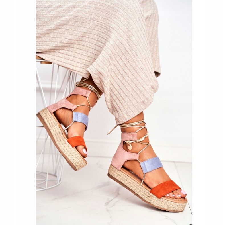 Espadrilles Femme Sur La Plateforme Nouée Orange Fuerta 1