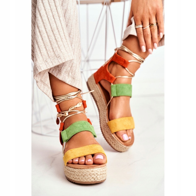 Espadrilles Femme Sur La Plateforme Nouées Jaune Fuerta 1