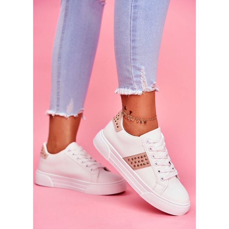 ADY Bandes de chaussures de sport blanches et beiges pour femmes 1