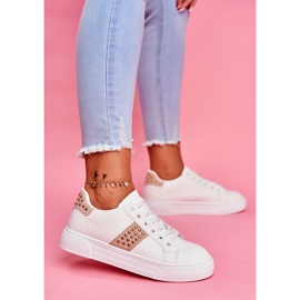 ADY Bandes de chaussures de sport blanches et beiges pour femmes 2