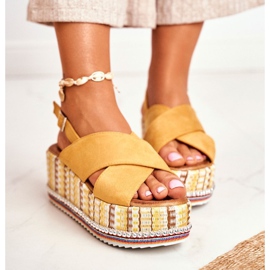 FW1 Sandales Sur Compensées Femme Espadrilles Jaune Sable 3