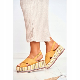 FW1 Sandales Sur Compensées Femme Espadrilles Jaune Sable 4