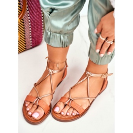 ADY Sandales plates pour femmes Alison orange 2