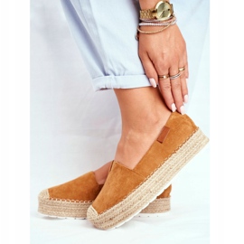 FB2 Espadrilles Pour Femmes Sur Le Camel Plate-Forme En Lin La Playa brun 3