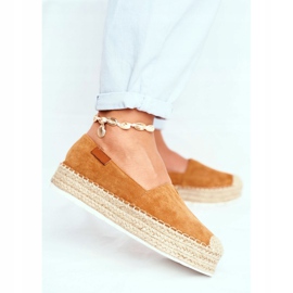FB2 Espadrilles Pour Femmes Sur Le Camel Plate-Forme En Lin La Playa brun 4