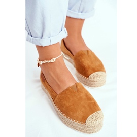 FB2 Espadrilles Pour Femmes Sur Le Camel Plate-Forme En Lin La Playa brun 5