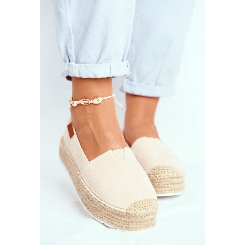 FRBS Espadrilles Femme Sur Plateforme Beige La Playa En Lin 2