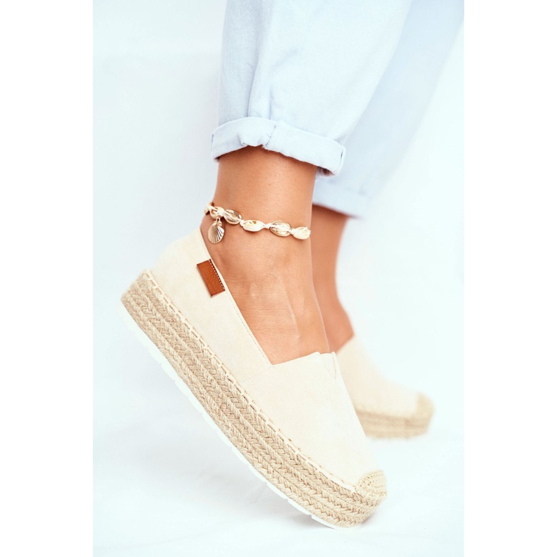 FRBS Espadrilles Femme Sur Plateforme Beige La Playa En Lin 1
