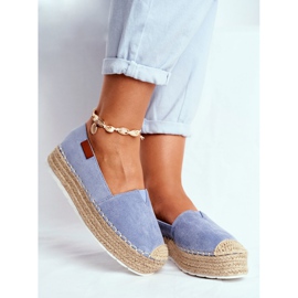 FRBS Espadrilles Femme Sur La Plateforme Bleue La Playa En Lin 2