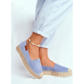 FRBS Espadrilles Femme Sur La Plateforme Bleue La Playa En Lin 1