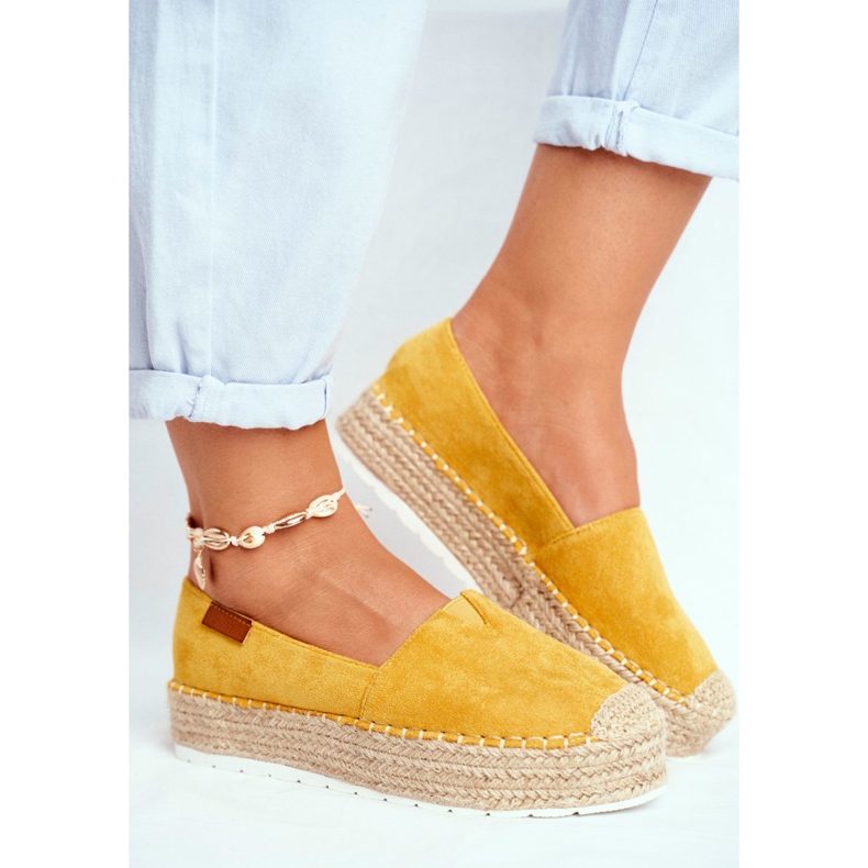 FRBS Espadrilles Femme Sur Plateforme Jaune La Playa En Lin 2