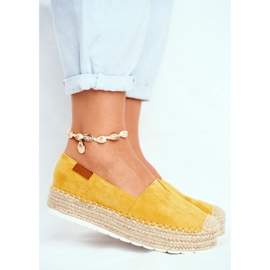 FRBS Espadrilles Femme Sur Plateforme Jaune La Playa En Lin 1