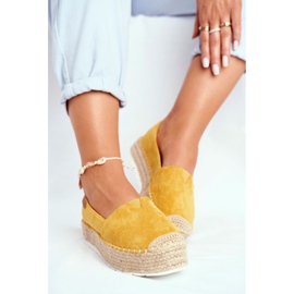 FRBS Espadrilles Femme Sur Plateforme Jaune La Playa En Lin 4